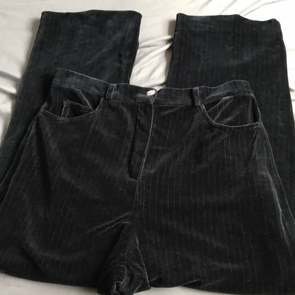 🎩 St. John Black Velvet Pin Stripe Pants 🎩 - Picture 1 of 8